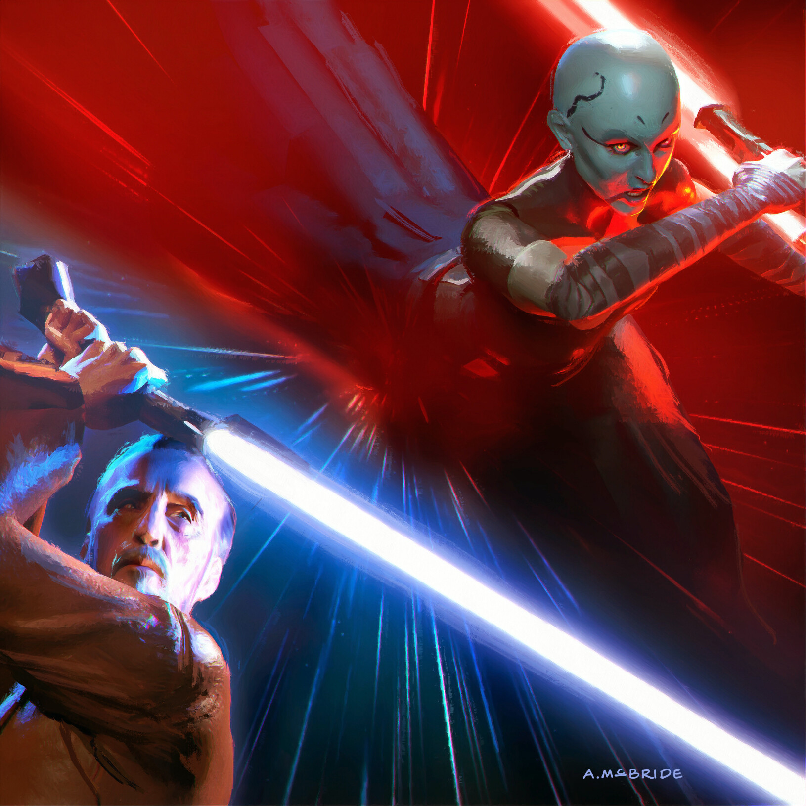 The former Jedi Dooku was impressed by Ventress' power and trained her in the ways of the dark side.