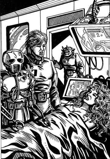 Dena Tredway lies injured in Medical Station One after the Imperial attack.