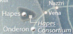 Close-up of a map showing the Vena system and its vicinities, including the Hapes Cluster