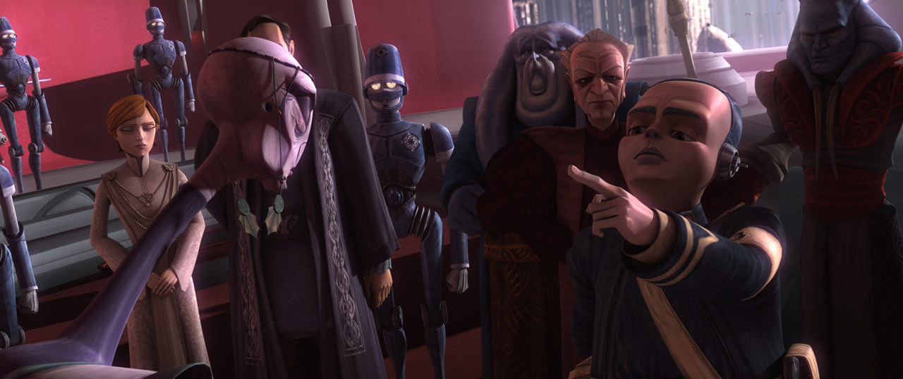 Lieutenant Divo interrogates Senator Burtoni.