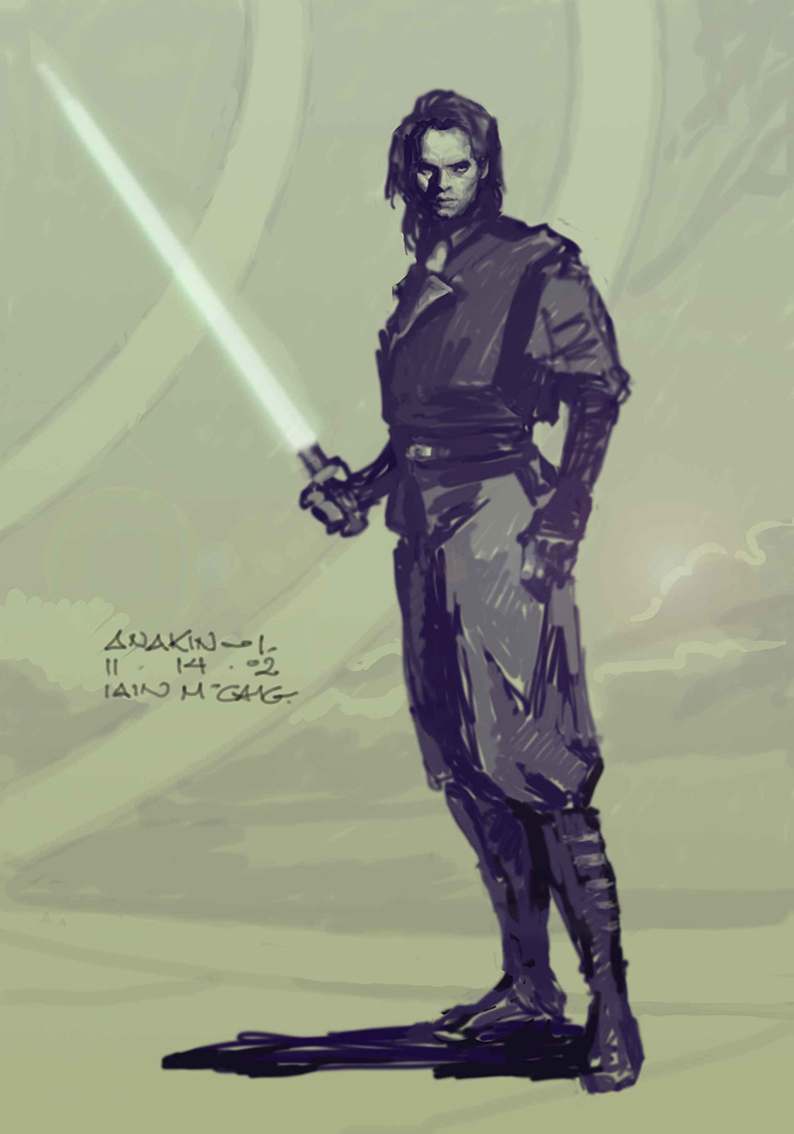 Early concept art of Anakin Skywalker for Star Wars: Episode III Revenge of the Sith