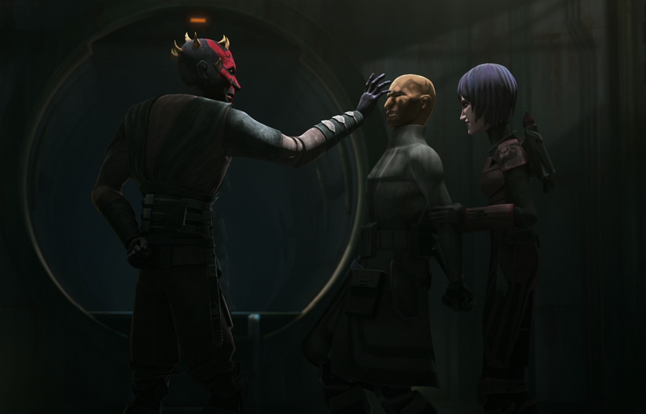 Maul forcibly extracted information from Jesse's mind, while Rook Kast held him in position.