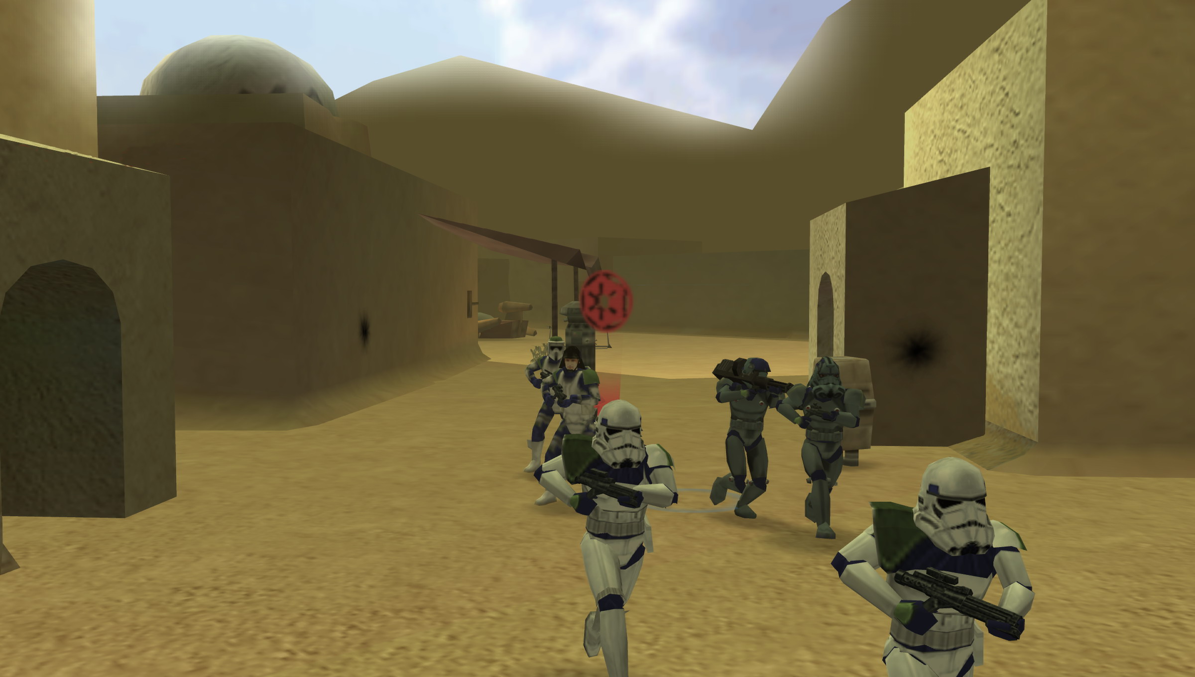 The Imperial garrison deploys their stormtroopers.