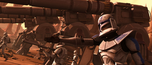 Rex orders the heavy cannons to target the super tanks on the bridge to the foundry.