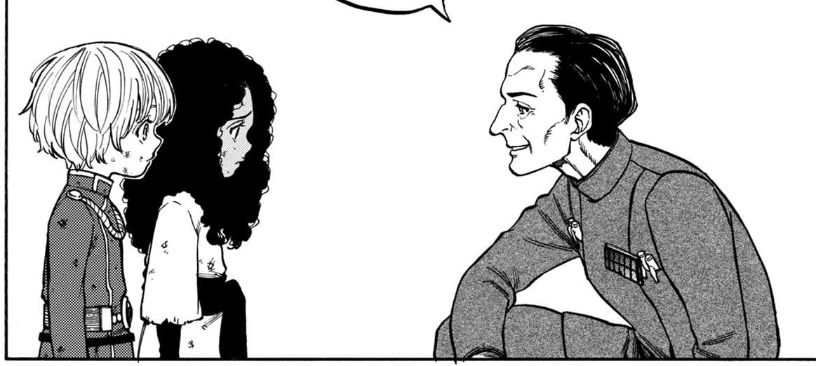 Tarkin displaying kindness to Ciena Ree and Thane Kyrell.