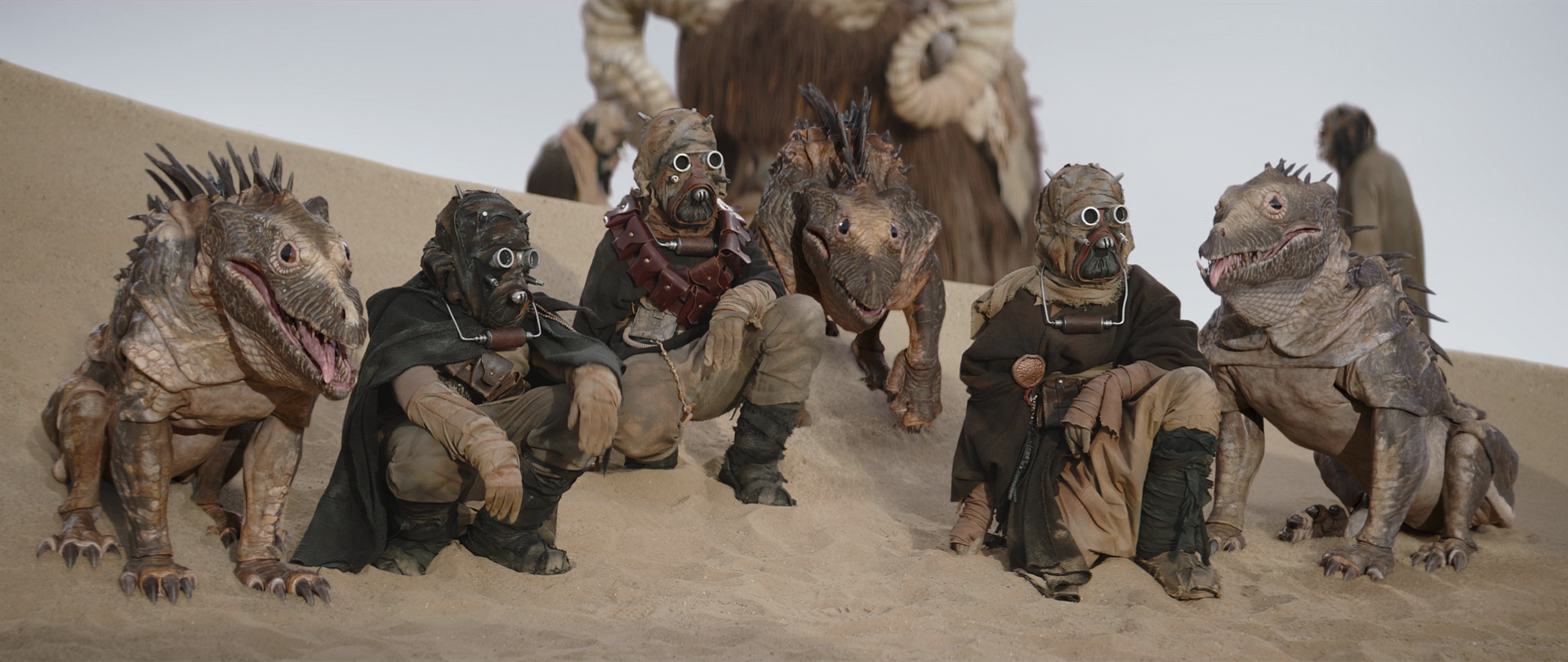 Tusken younglings sitting with their pet massiffs.