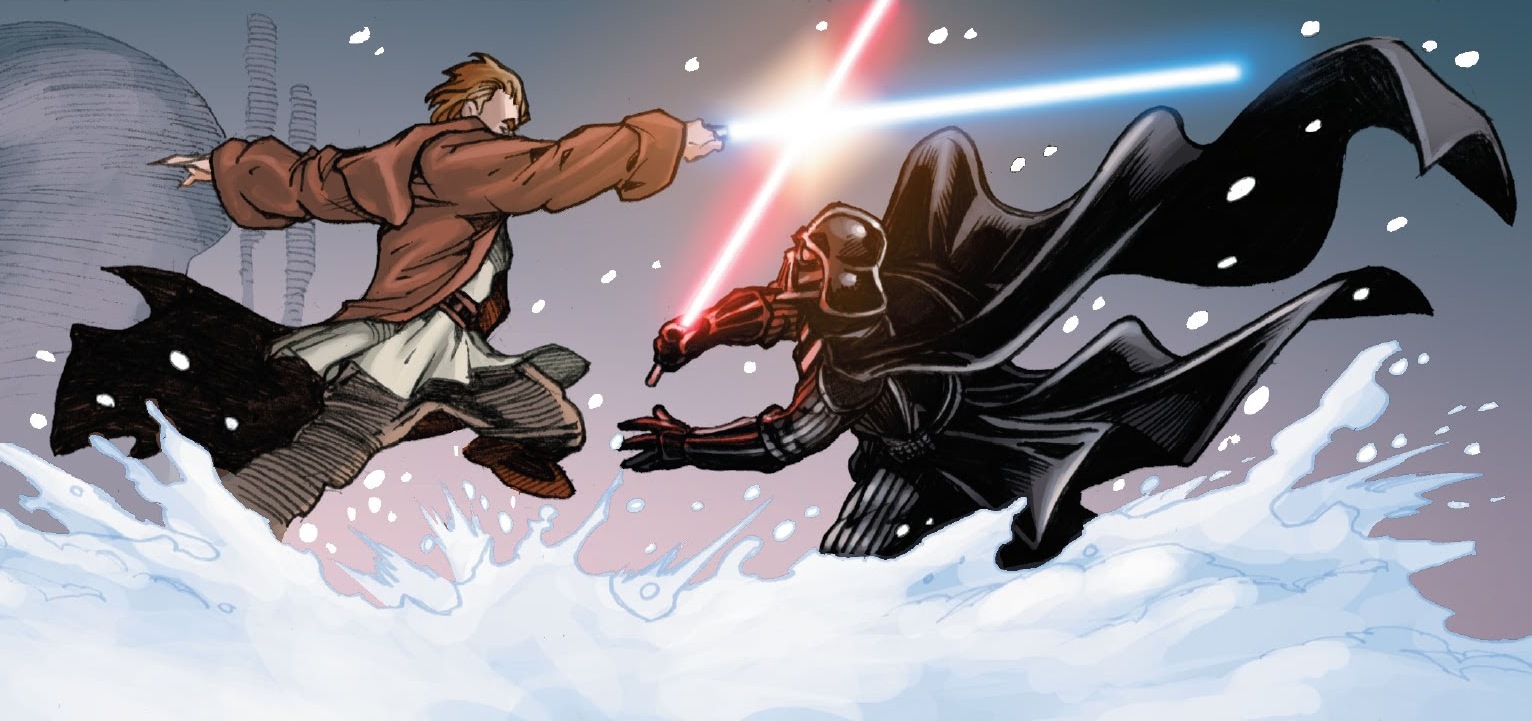 Vader is attacked by "Obi-Wan Kenobi."