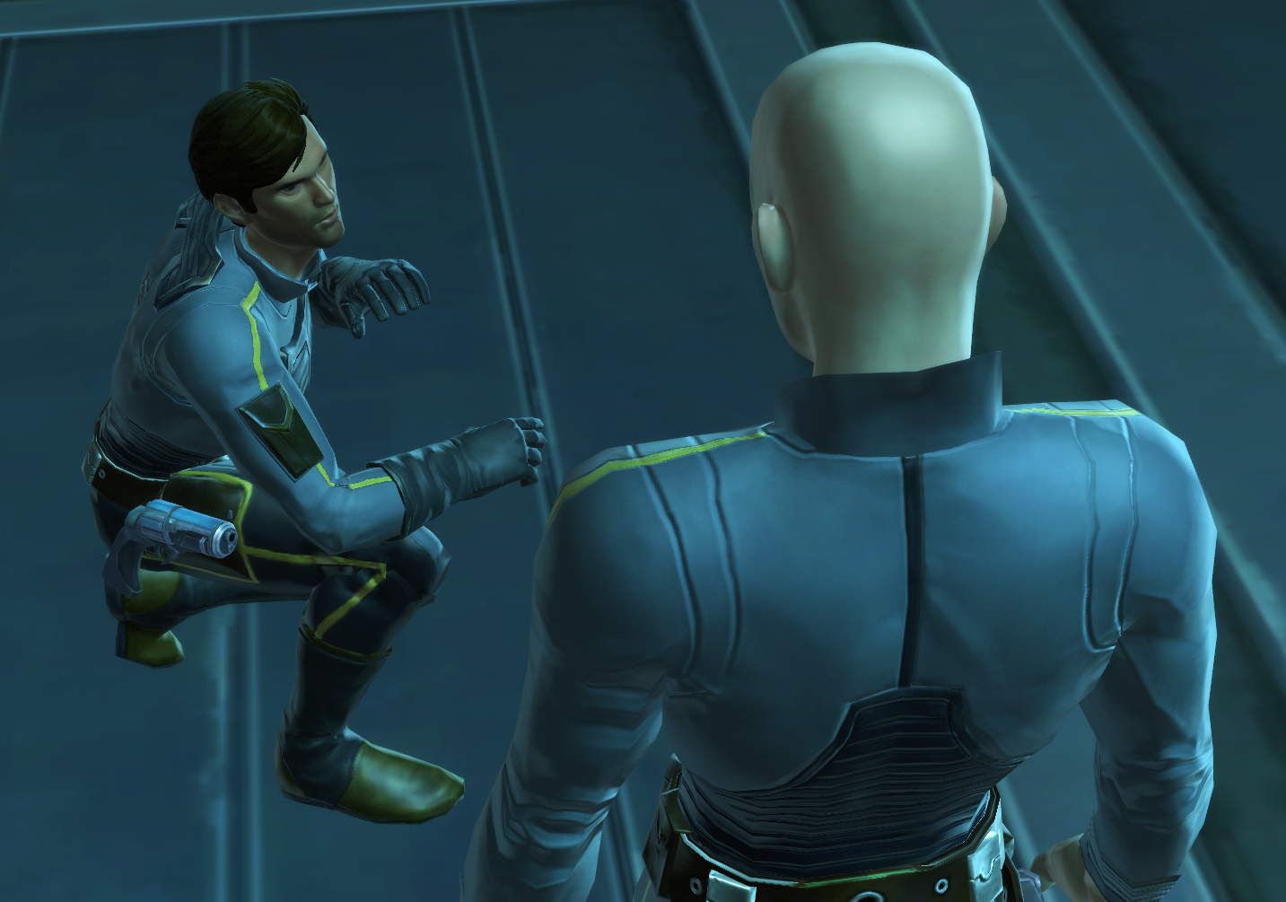 Winborn issues orders during the attack in the Old Galactic Market