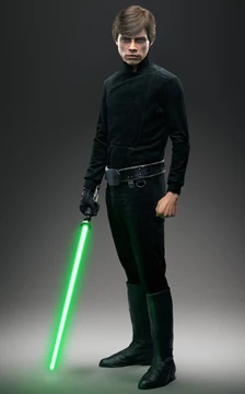 Luke Skywalker wielded a green, single-bladed lightsaber