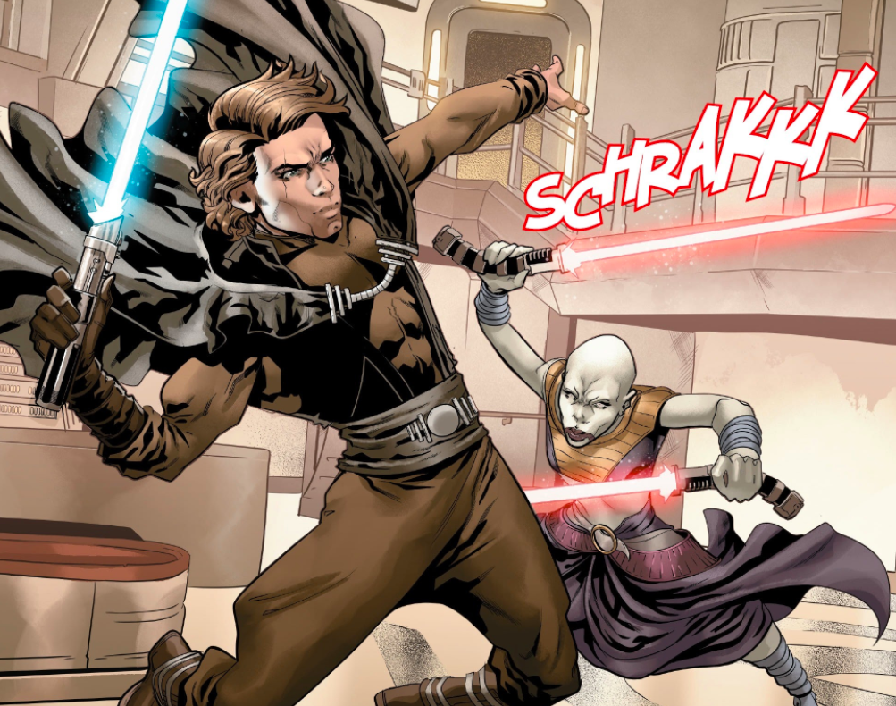 Skywalker and Ventress duel