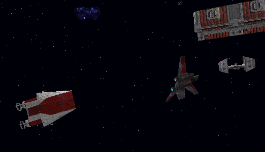 Jan-lo's A-wing interrupts Assault Gunboat performance trials.