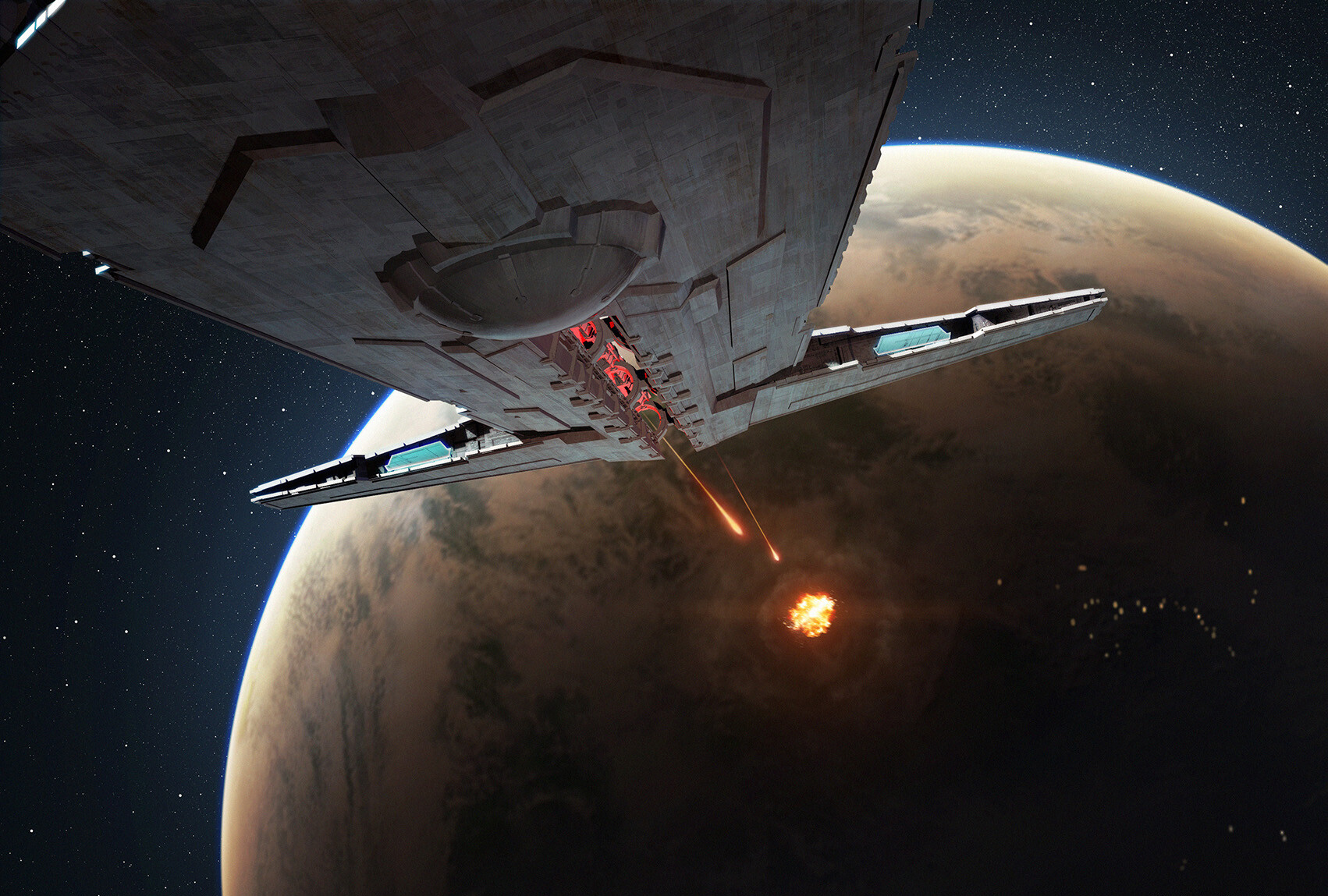 The firing of an Onager-class Star Destroyers' weapon