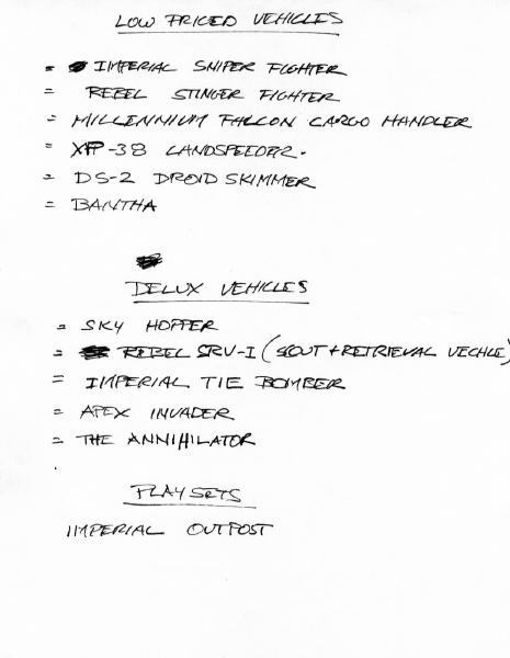 Tim Effler's handwritten list of vehicles given to colleague Mark Boudreaux during the project