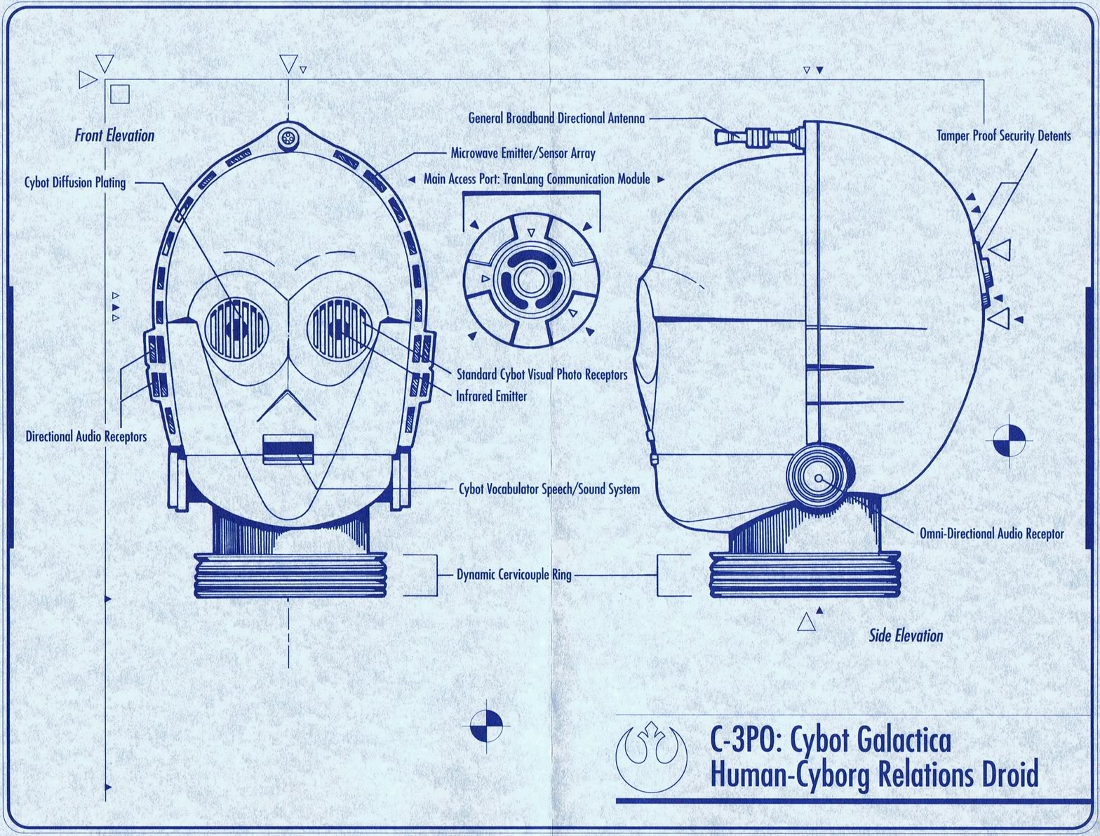 C-3PO head blueprint