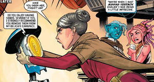 Sevran Tarkin confronted 5A-G3 about Balinta's whereabouts when the veermok went missing.