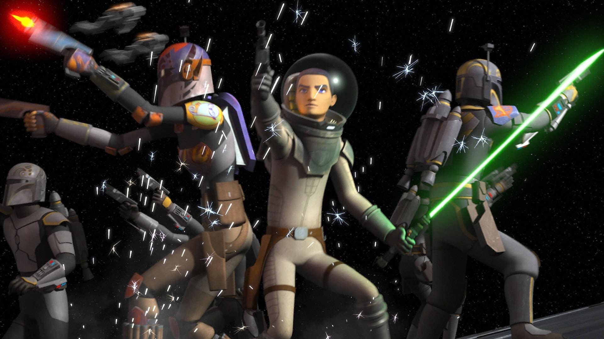 Sabine leading Mandalorian forces to aid the Rebels at the Battle of Atollon