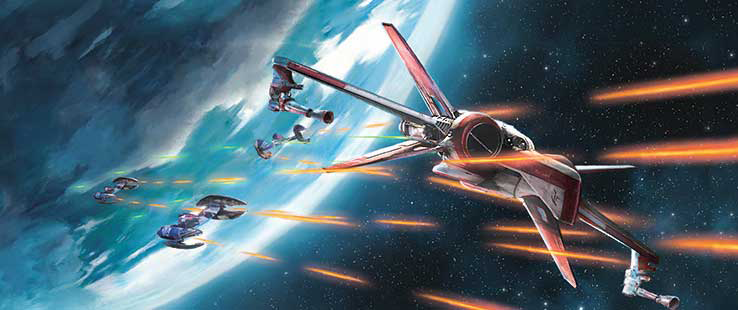 Sinker piloting an ARC-170 starfighter being pursued by vulture droid starfighters.