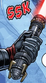 The lightsaber held by Ren