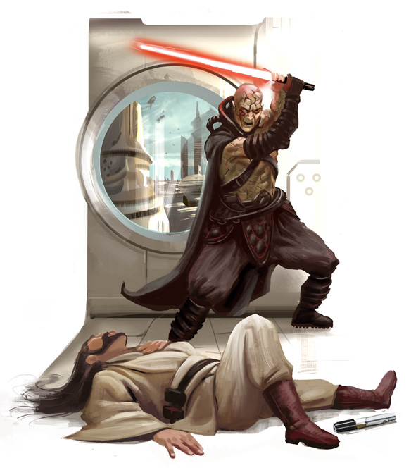 Darth Sion strikes down a Jedi.