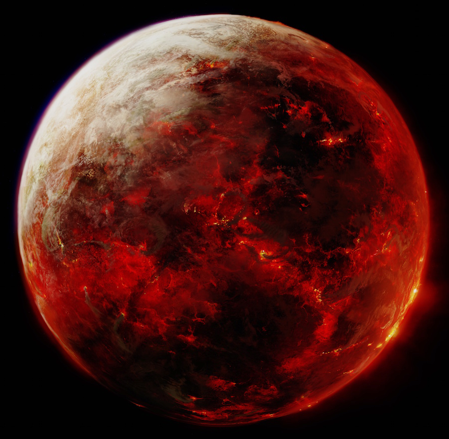 Mustafar's surface transformed into a hellish landscape.