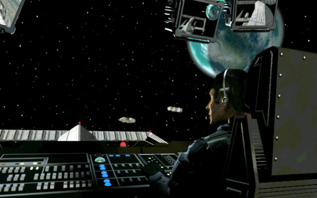 Antan Azzameen watches from inside Twin Suns Station's command center.