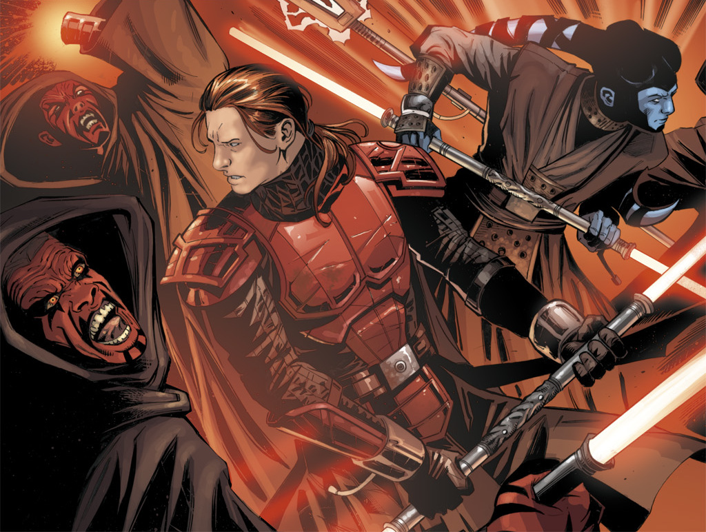 Krieg and Shado Vao battle Sith forces on Korriban.