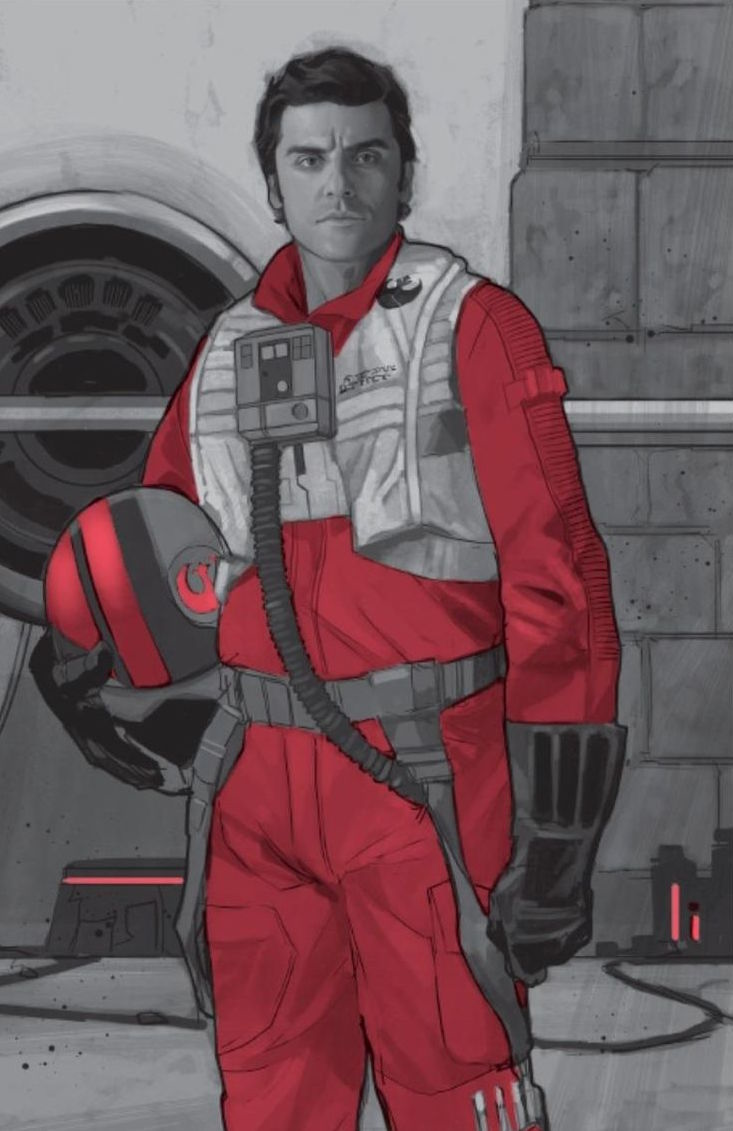 Dameron, wearing a Resistance flight suit.