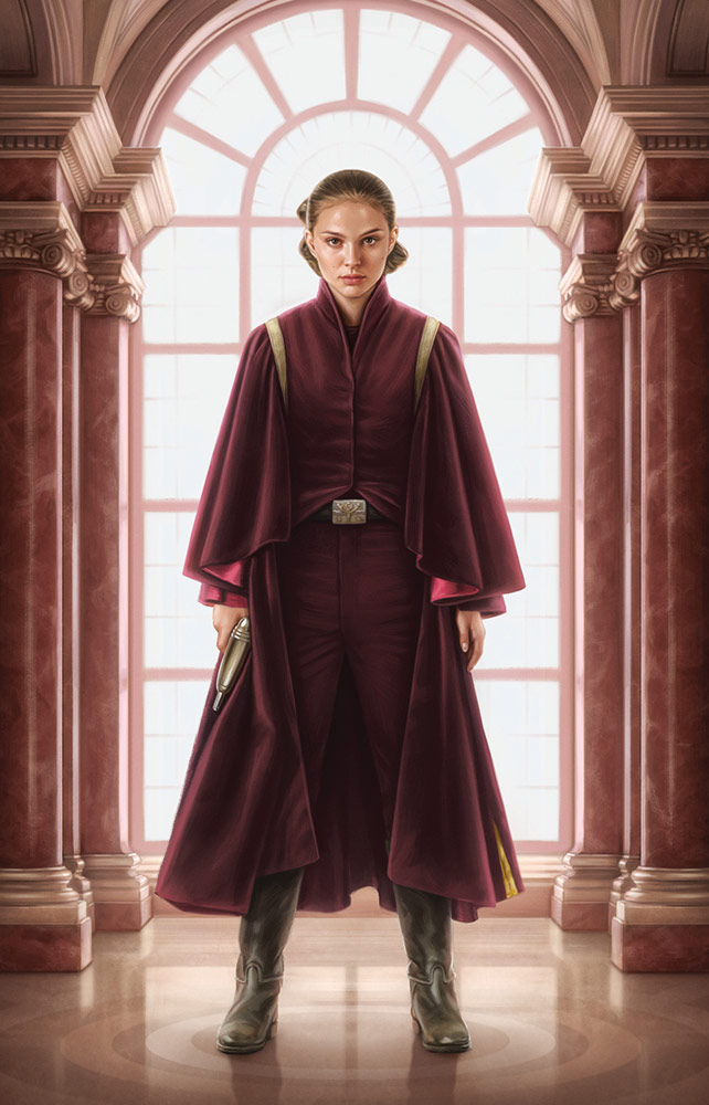 Queen Amidala wearing a Handmaiden battle dress