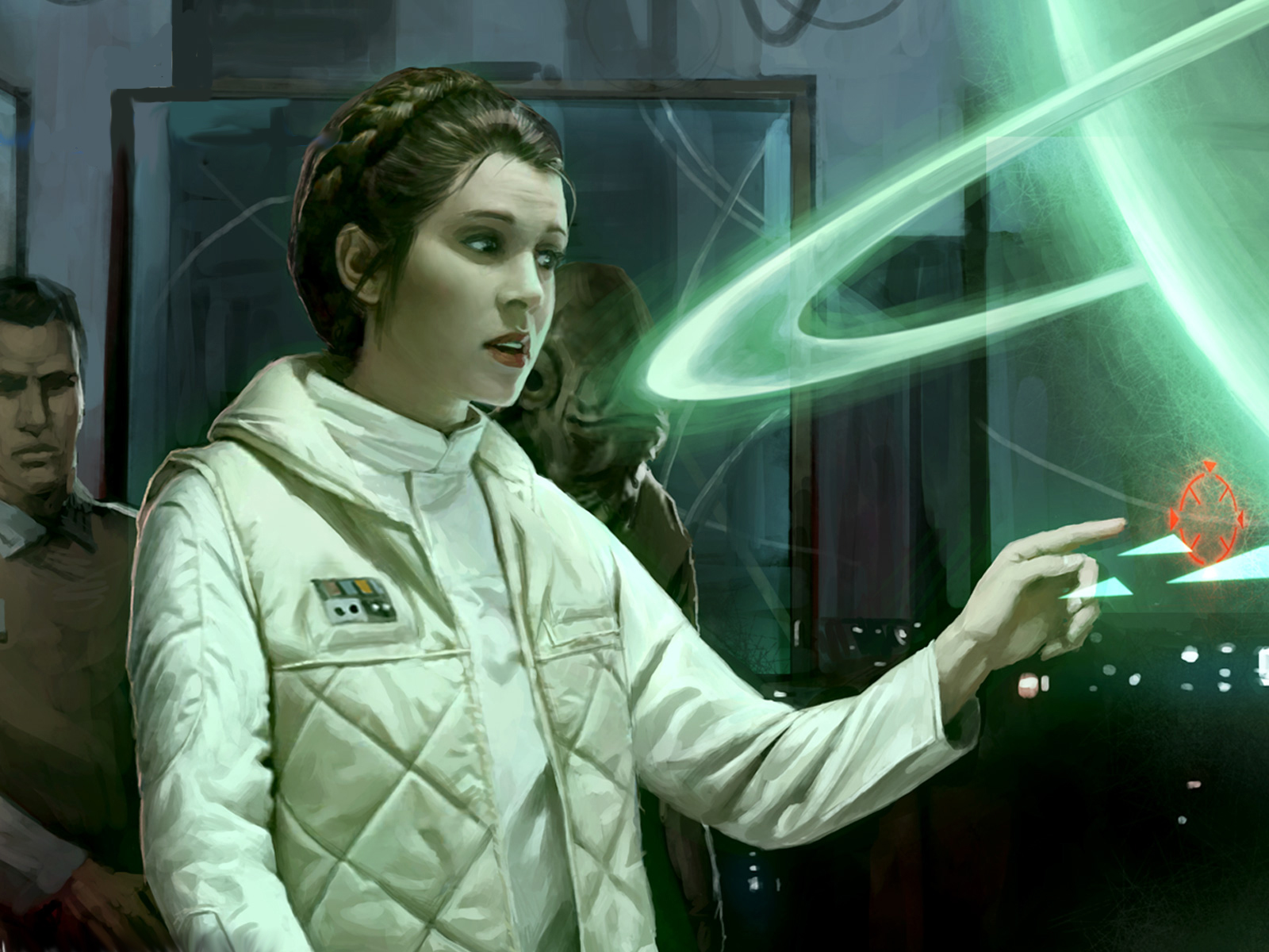 Leia directing a Rebel briefing