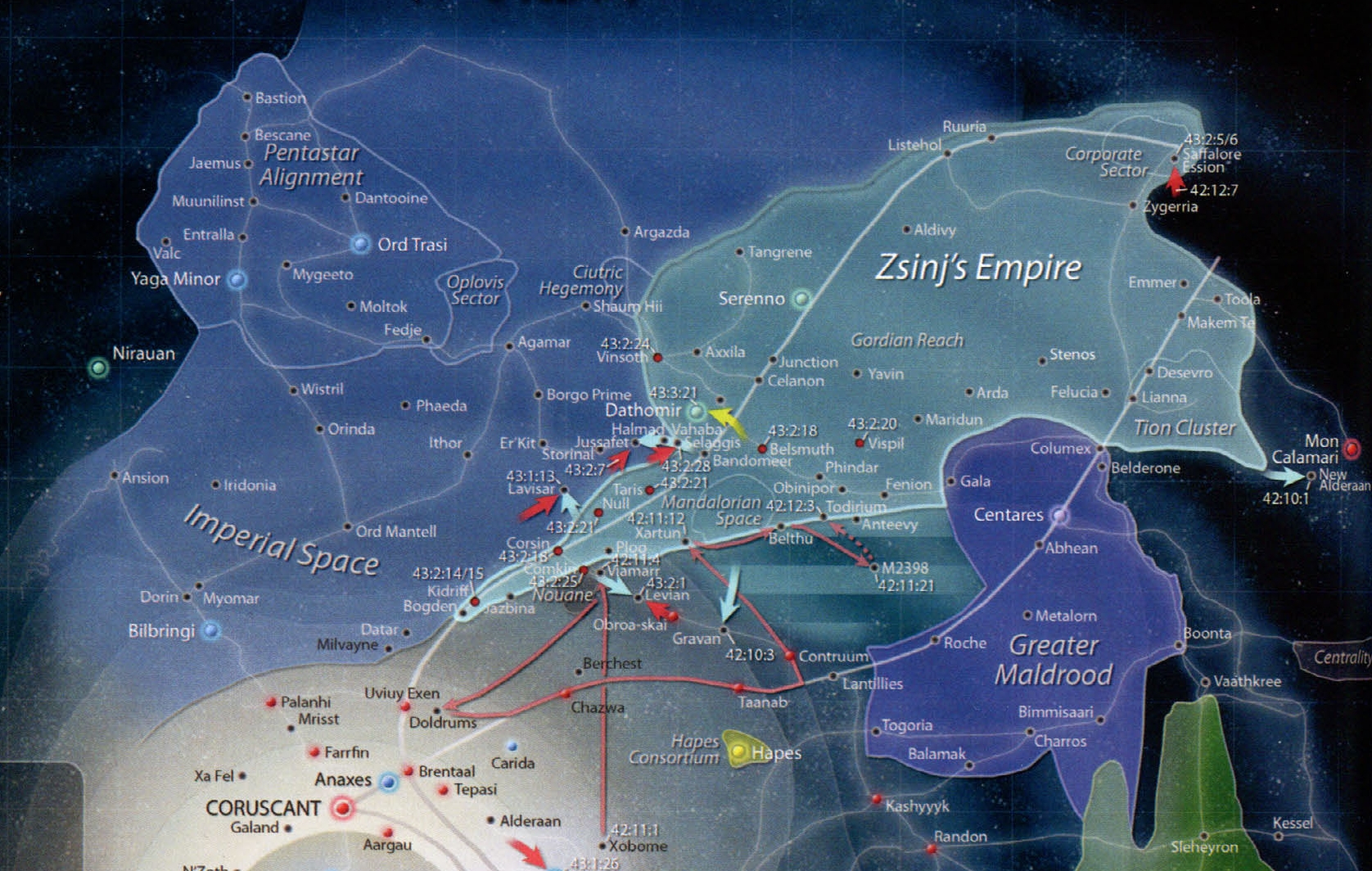 Prior to his downfall, the size of Zsinj's territory rivaled that of the Galactic Empire.