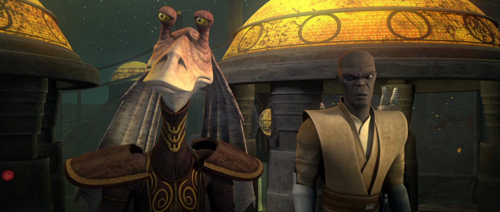 Jar Jar Binks and Mace Windu on Bardotta