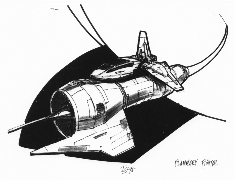 Rejected concept art for the Planetary Fighter.