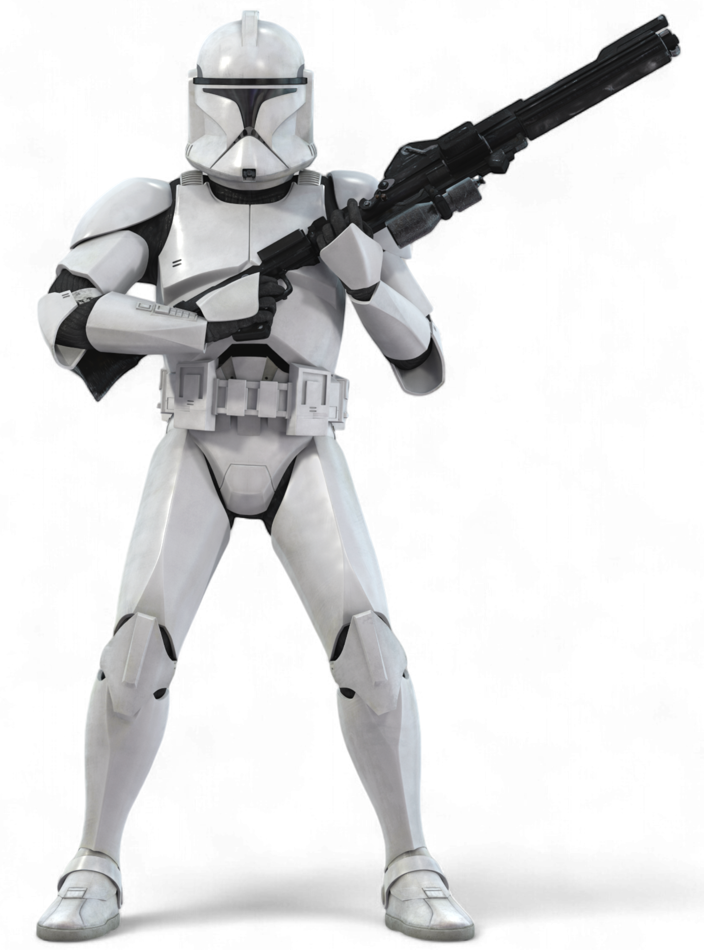 A clone trooper wields a DC-15A