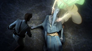 The Father lies unconscious.