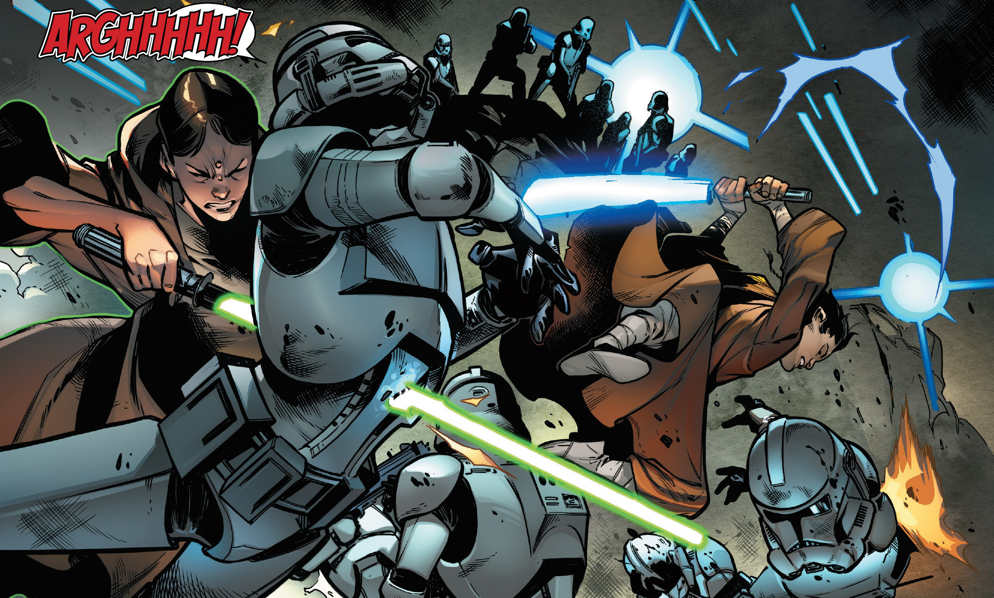 Caleb Dume and Depa Billaba fight against Order 66