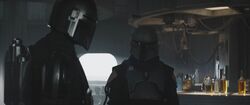 Din Djarin and Boba Fett at Lafete diner