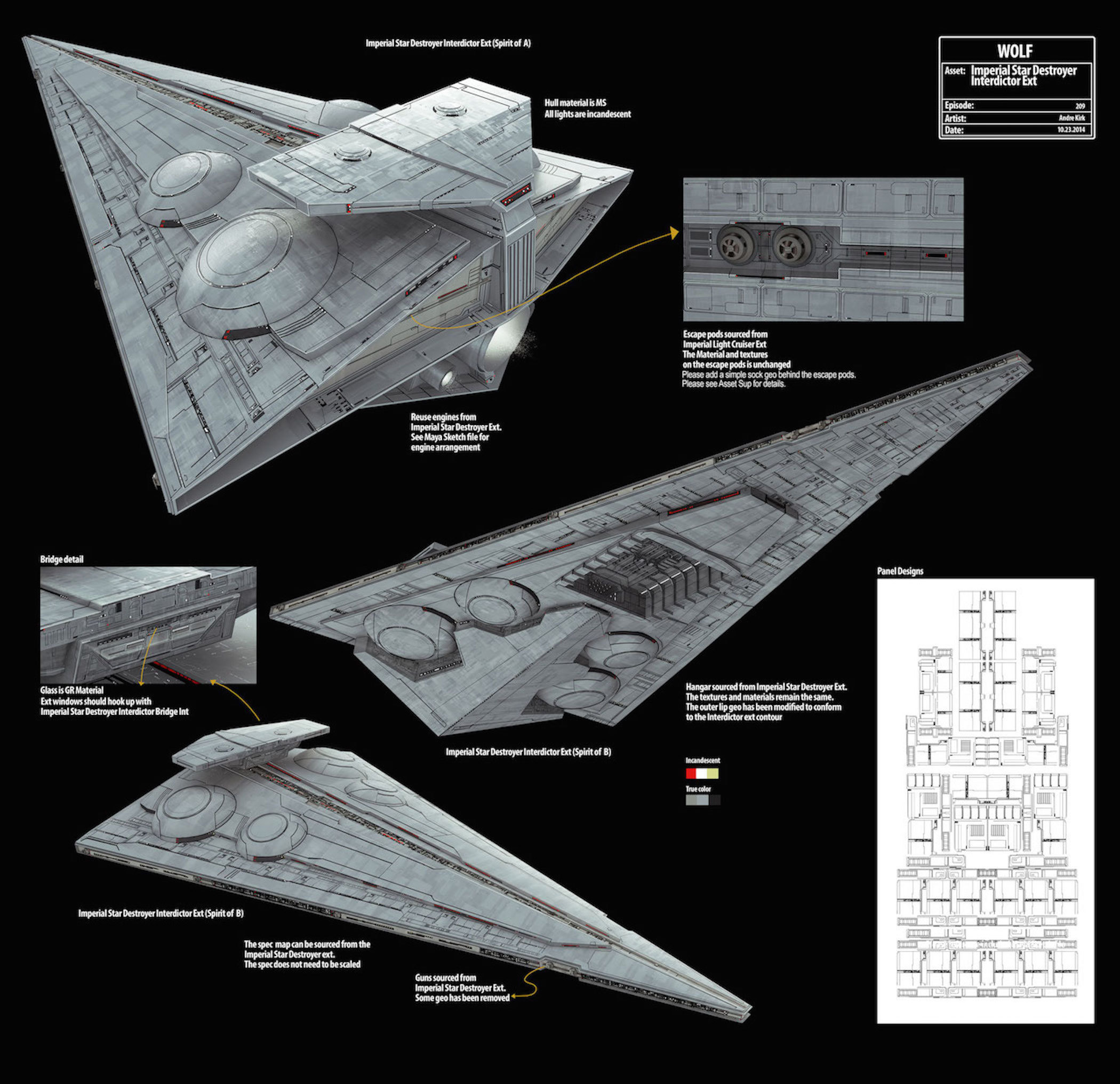 Concept art of the Interdictor-class cruiser in Star Wars Rebels.