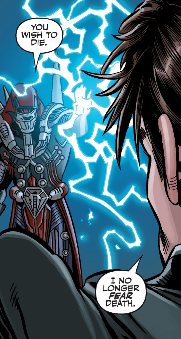 Darth Marr summons Force lightning.