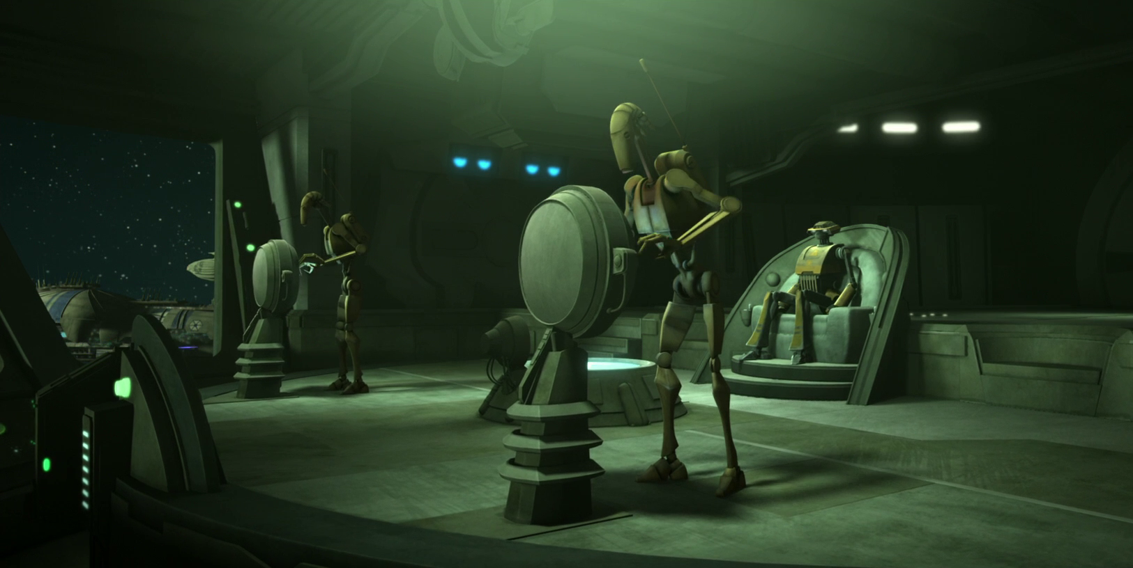 A Separatist supply ship and its droid crew could be overseen by a single tactical droid.