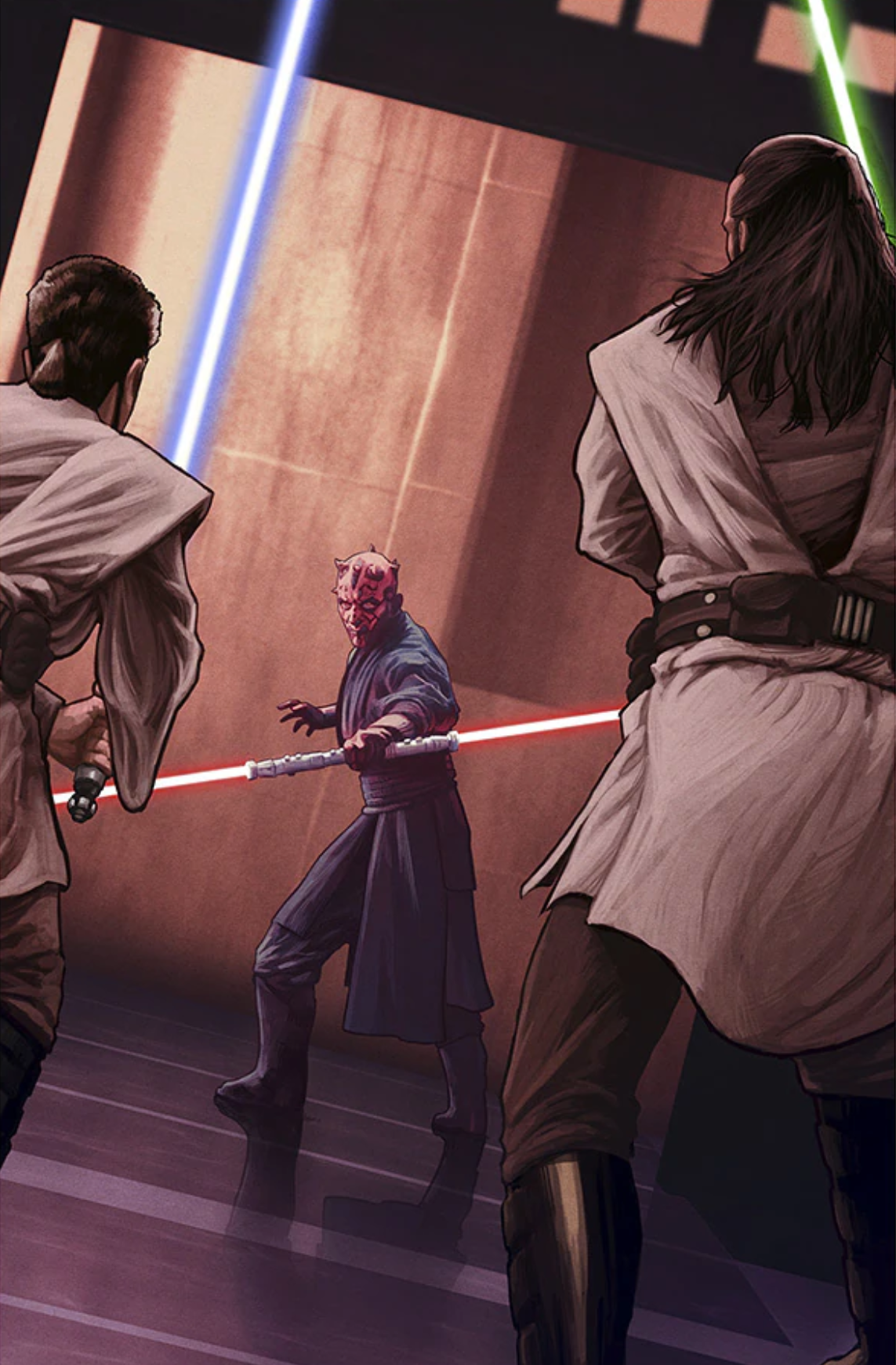 Qui-Gon and Obi-Wan confront Darth Maul