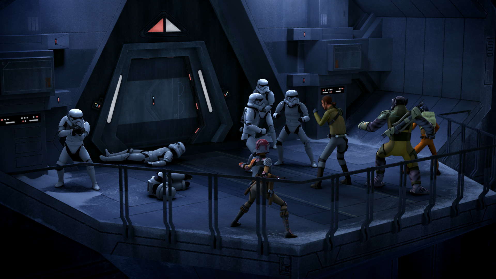 The rebels fight their way into the Spire.