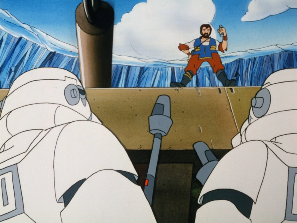 Baobab confronts a pair of stormtroopers.