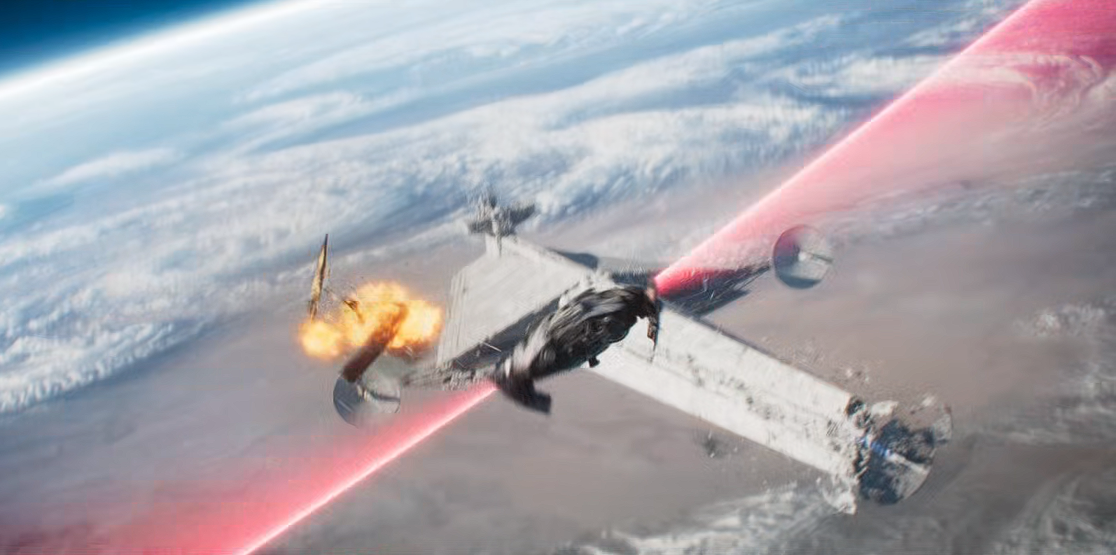 Luthen destroys two TIE fighters with his ship's laser beams