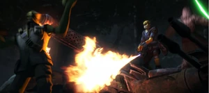 Venomor set one of his own men ablaze while attacking Gungi.
