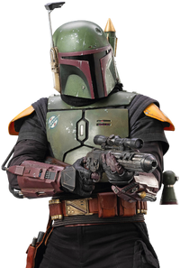 Boba Fett wearing his reacquired and repainted armor