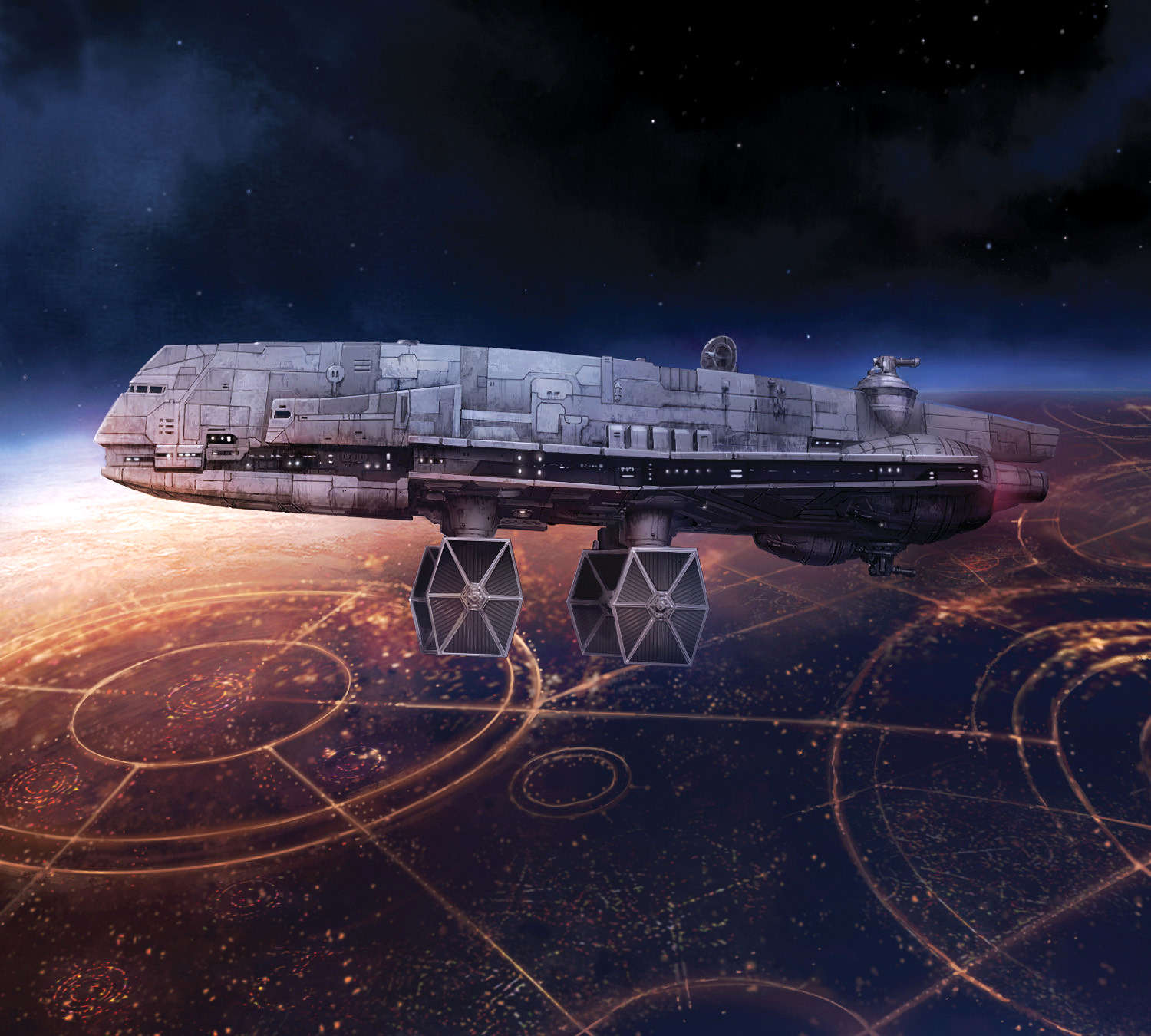 A Gozanti-class Assault Carrier above Coruscant.