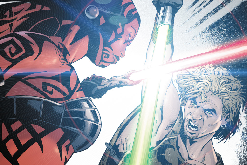 Darth Talon duels with Cade Skywalker on Coruscant.