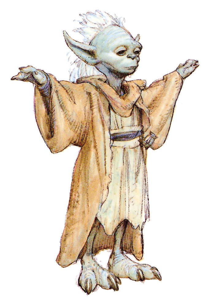 The concept sketch of Yoda which eventually became Yaddle