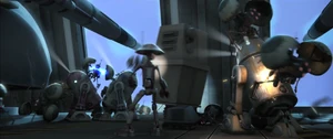Buzz droid attacted republic droids