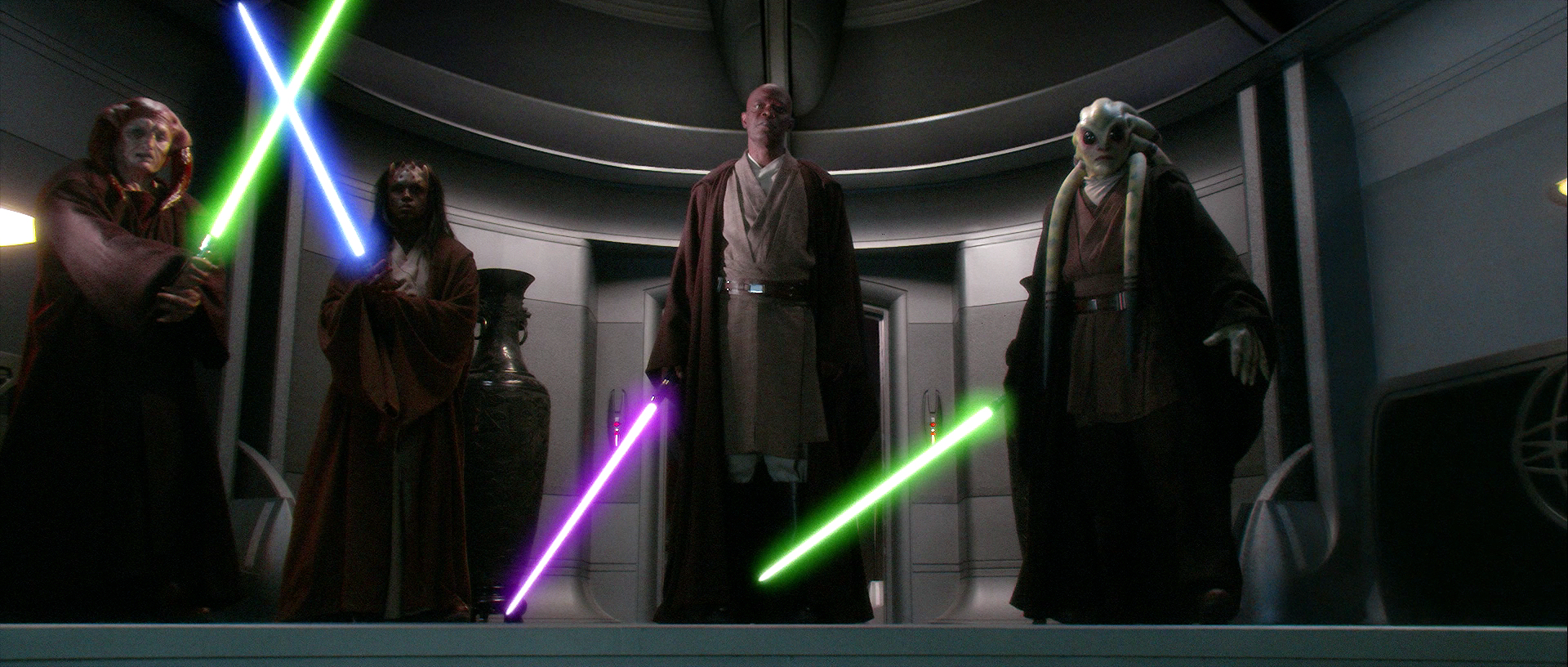 The High Council moved to arrest Supreme Chancellor Sheev Palpatine, revealed to be the Sith Lord Darth Sidious.